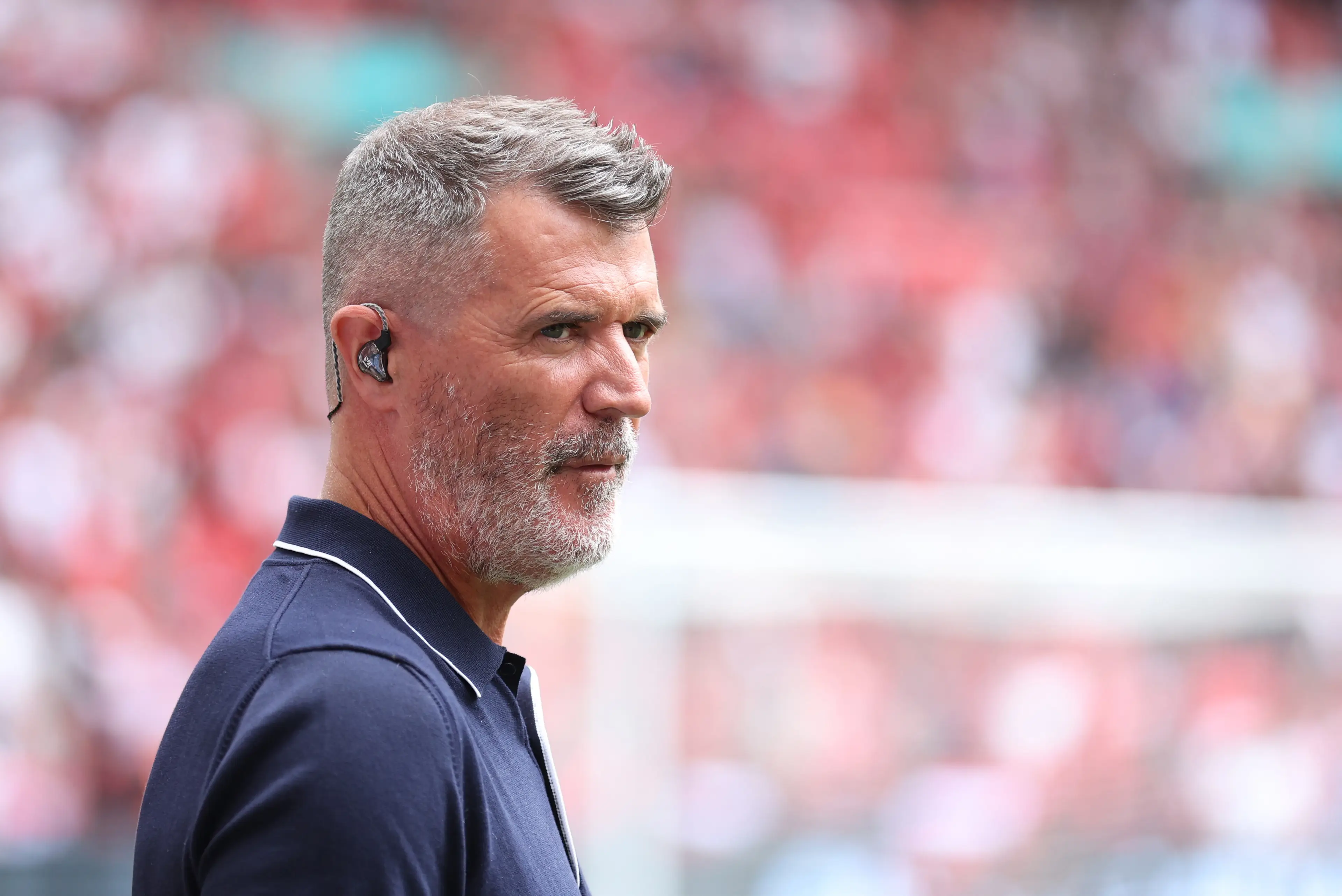 Roy Keane on punditry duty for the Community Shield. Image: Getty 