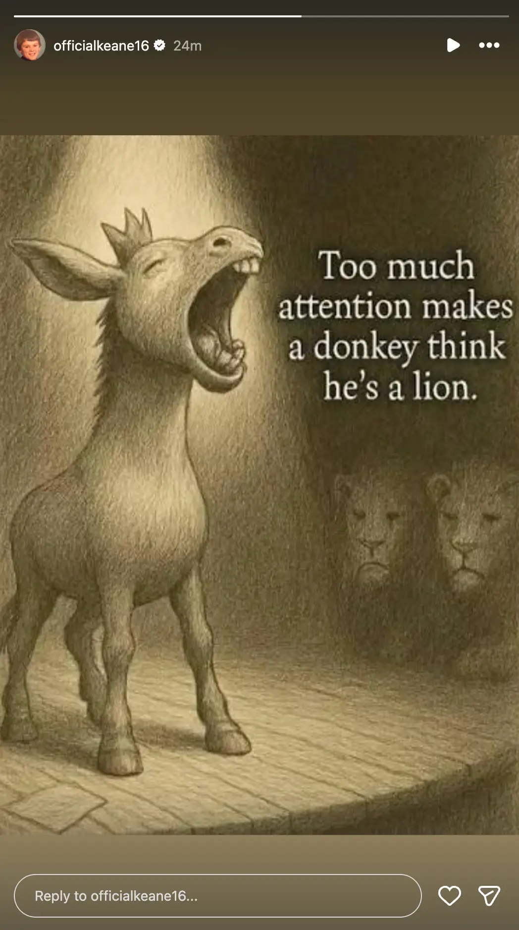 Keane shared the brutal image on social media. (Image: Instagram)