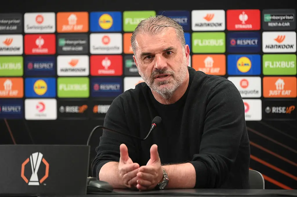 Spurs boss Ange Postecoglu hit back at Ruben Amorim's comments about winning the Europa League final. (Image: Getty)