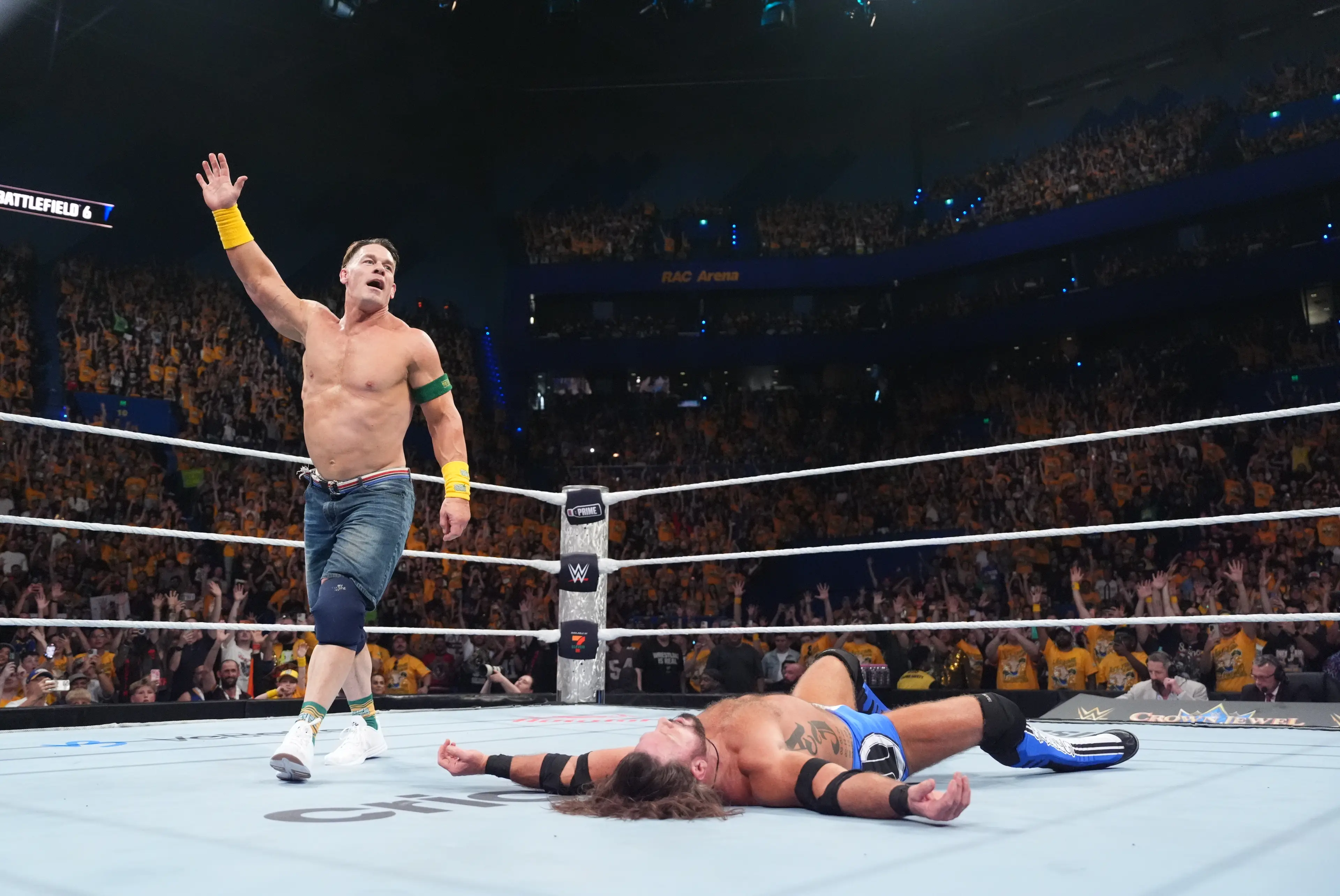 Cena and AJ Styles put on a clinic in Perth. Image: Getty