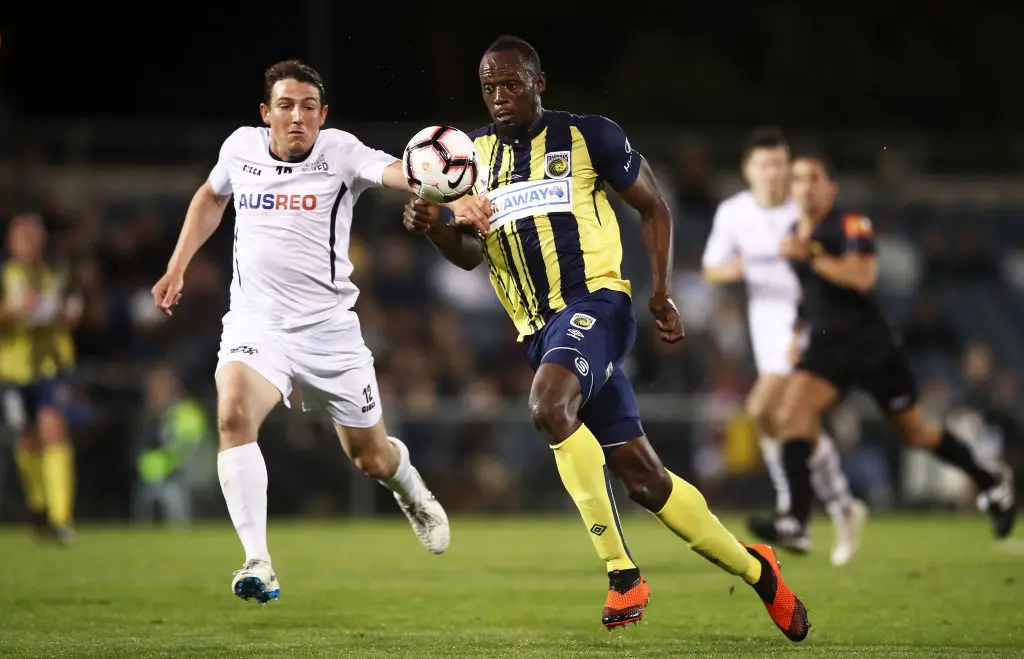 Bolt briefly played for A-League side Central Coast Mariners after his sprinting career. (Image: Matt King/Getty Images)