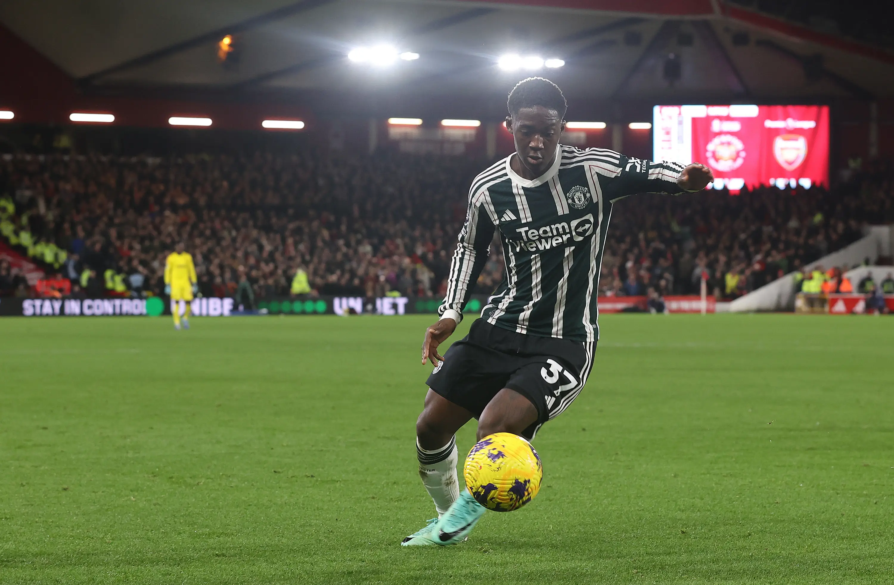 Kobbie Mainoo in action for Manchester United. Image: Getty