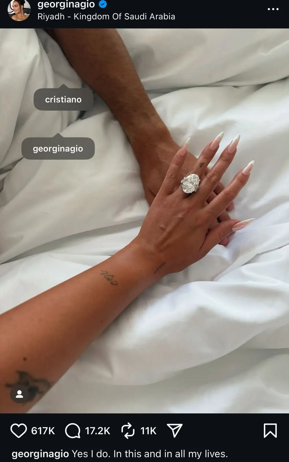Cristiano Ronaldo and Georgina Rodríguez are engaged. (Image: Instagram/Georgina Rodríguez)