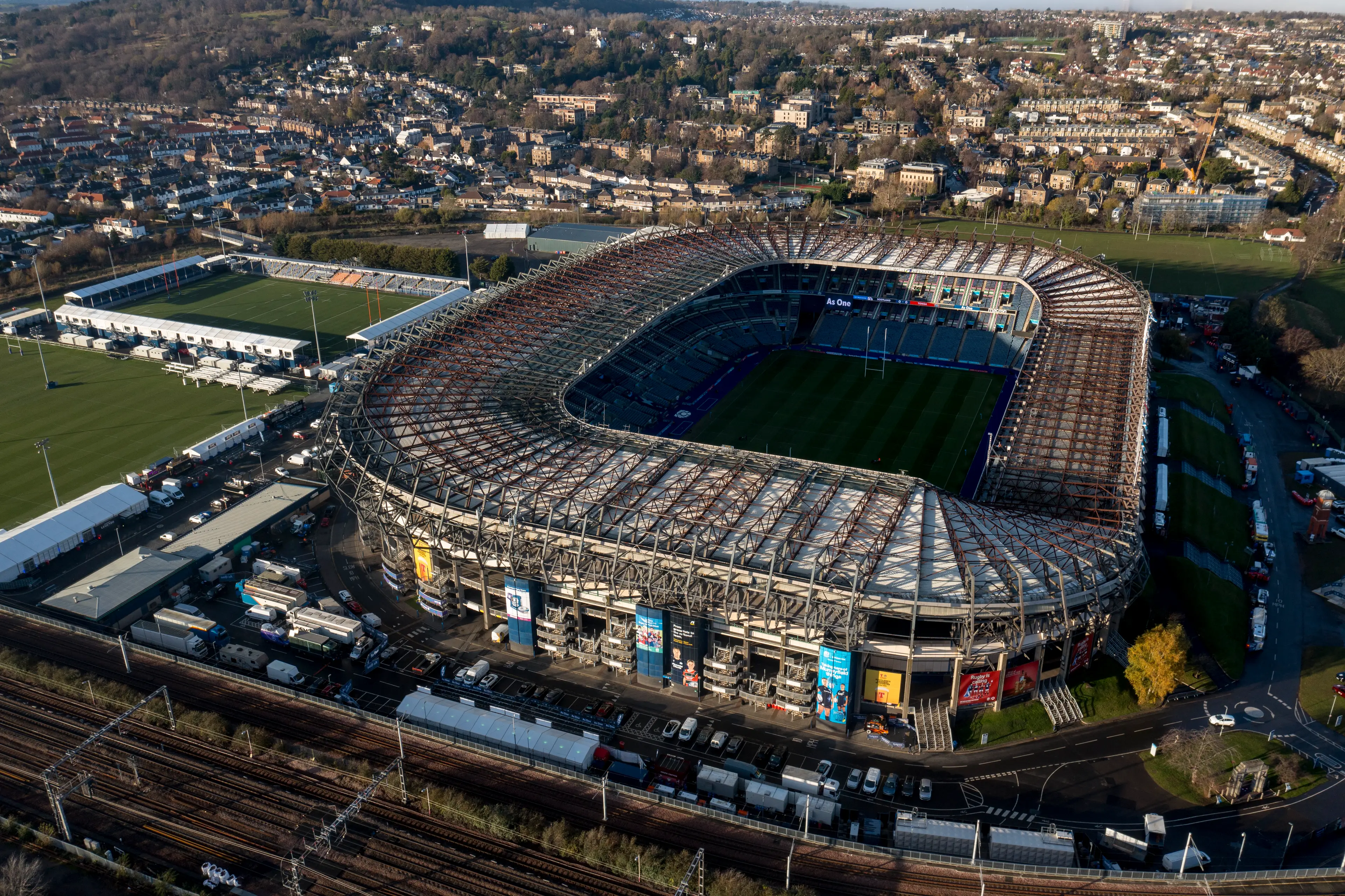 An aerial view of the Scottish Gas Murrayfield, on November 22, 2025, in Edinburgh, Scotland. (Getty Images)
