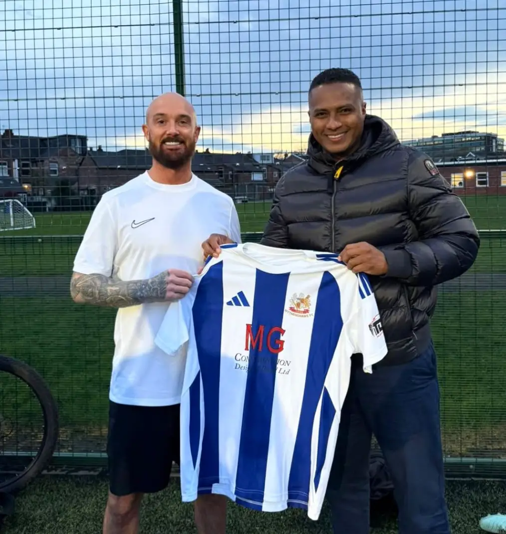 Stephen Ireland and a number of former Premier League players have featured for Wythenshawe Vets this season. Image credit: Instagram/stevieireland7