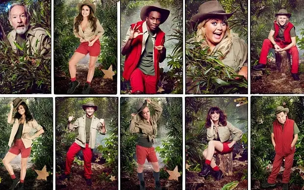 The original I'm A Celebrity 2014 cast, including Bullard, Tinchy Stryder, Craig Charles, Melanie Sykes and Gemma Collins (Image: ITV)
