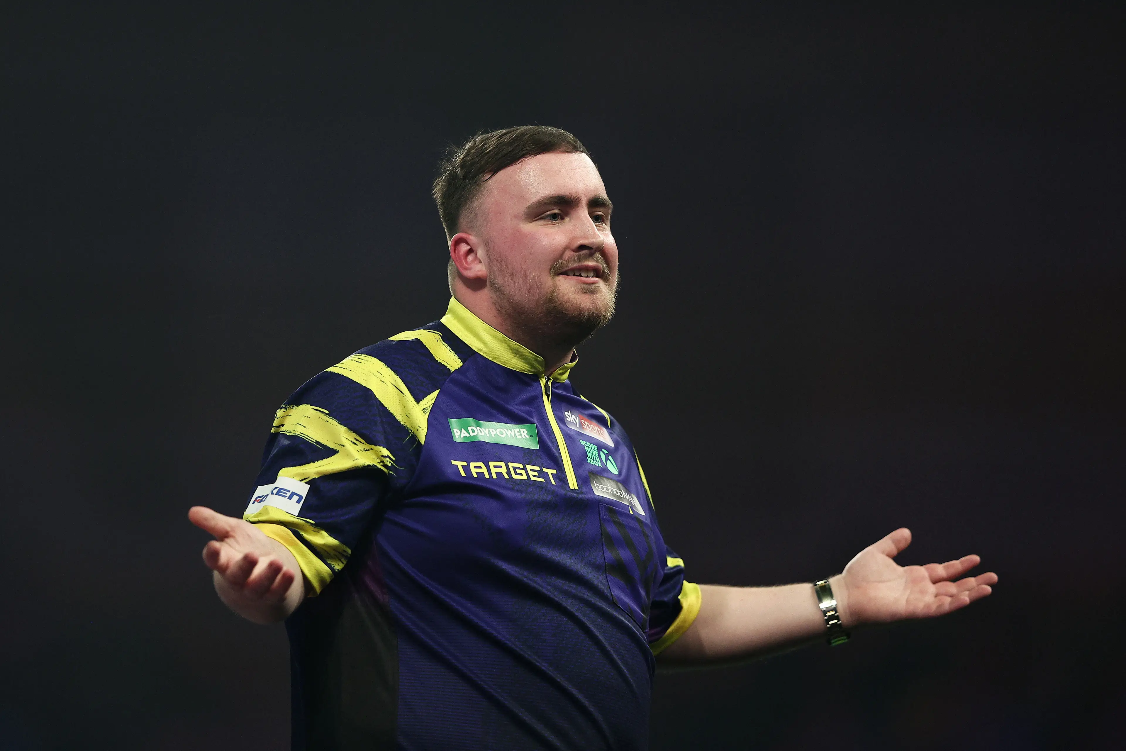 Luke Littler showed a different side to him after defeating Rob Cross. Image: Getty