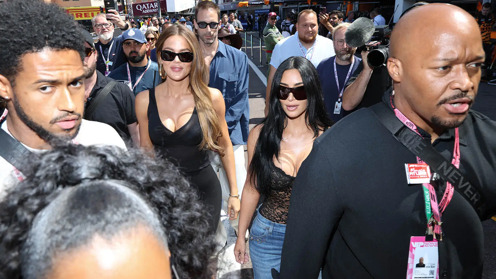 Kim Kardashian arrived in the F1 paddock with her sister, Khloe (Image: Getty)