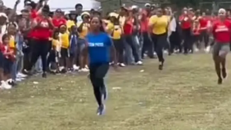 Former Olympic champion showed up at her son's sports day race and the result was incredible