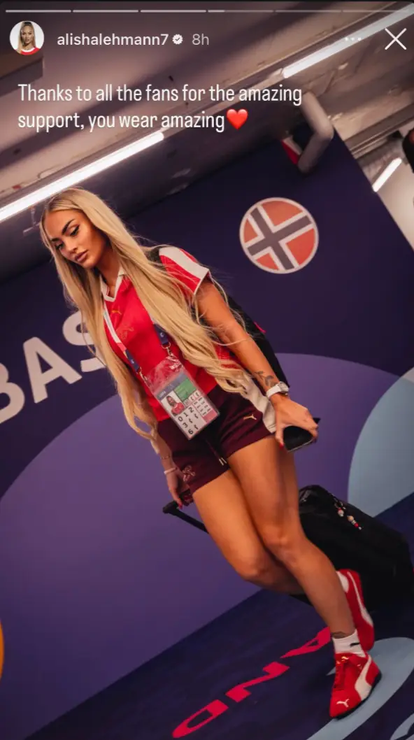 Alisha Lehmann shared a message on social media following Switzerland's defeat at the Women's Euros. Image: Instagram/Alisha Lehmann 