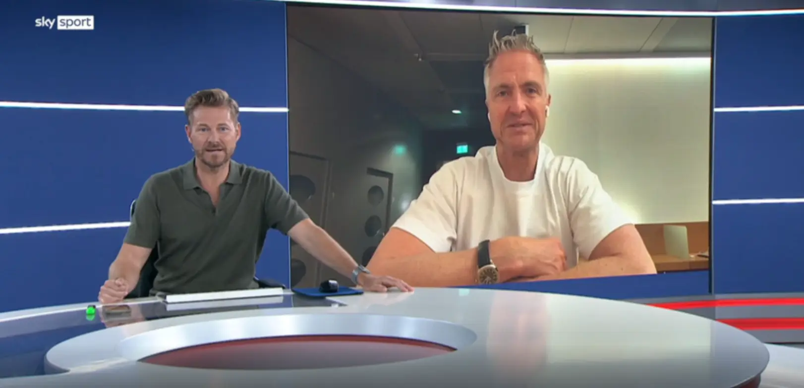 Schumacher broke the news on Sky. Image credit: Sky Sports