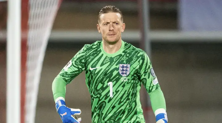 Jordan Pickford in action for England. Image: Getty