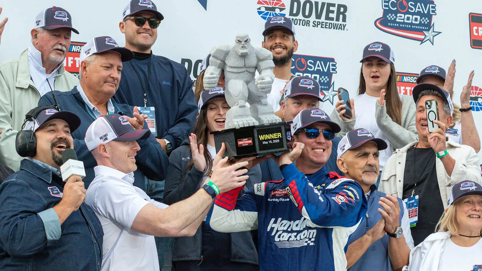 Busch (right, holding trophy) won his final Craftsman Truck Series race (Image: Getty)