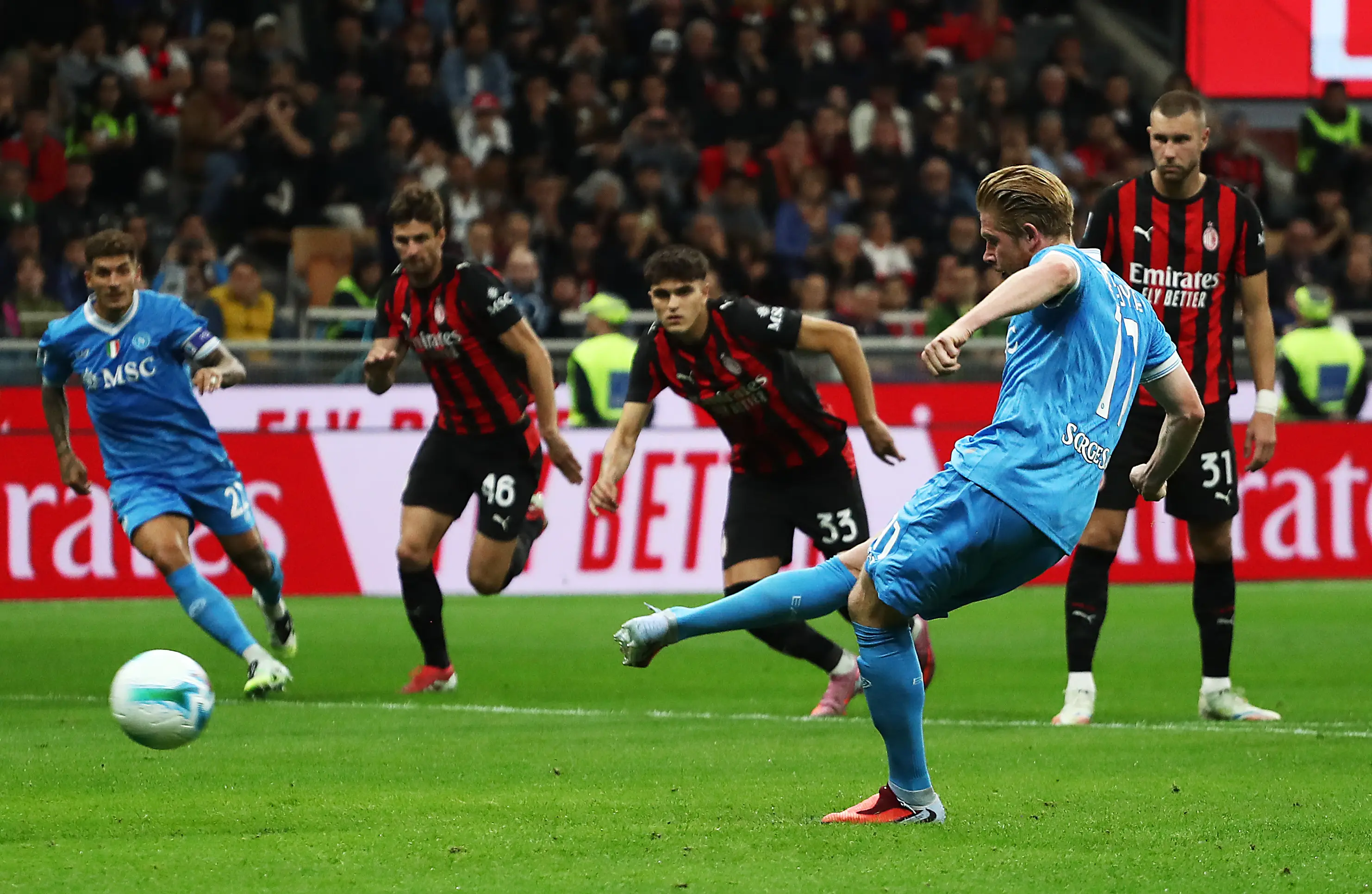 Kevin de Bruyne scored for Napoli. Image: Marco Luzzani / Stringer via Getty