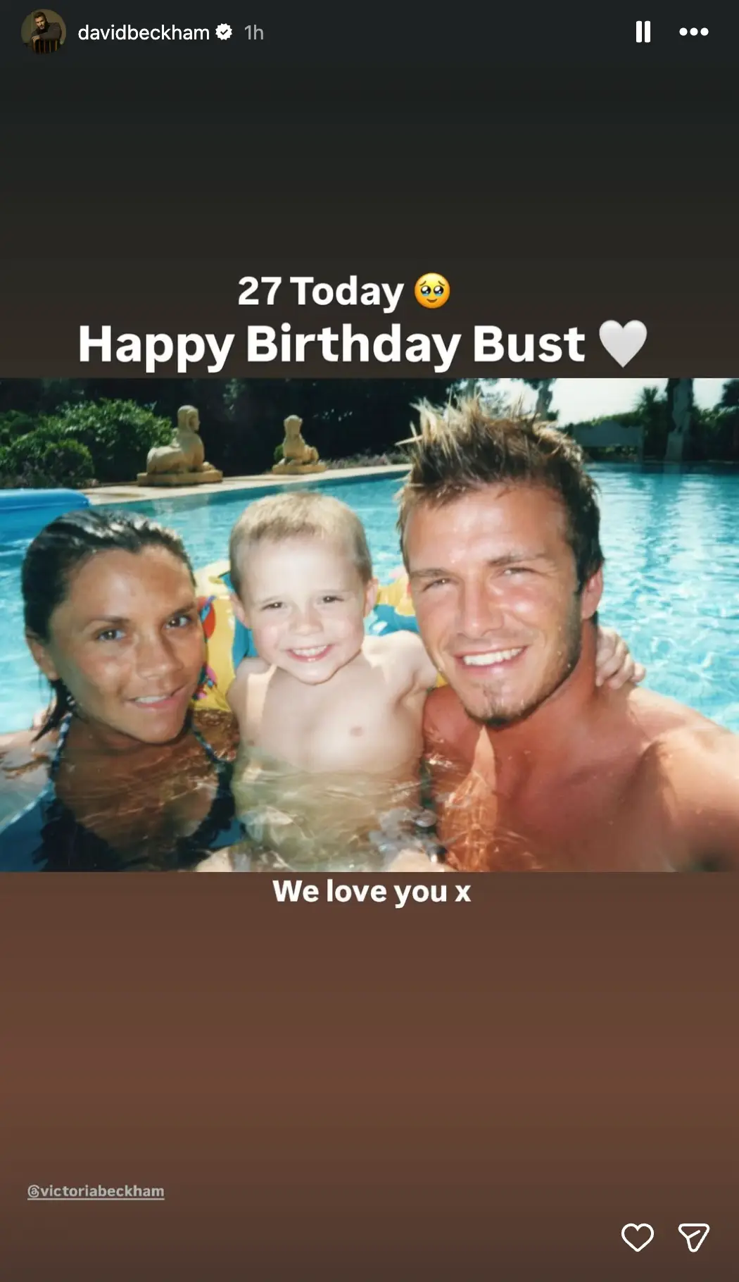 David and Victoria Beckham shared the family photo on their Instagram stories. (Image: DavidBeckham)