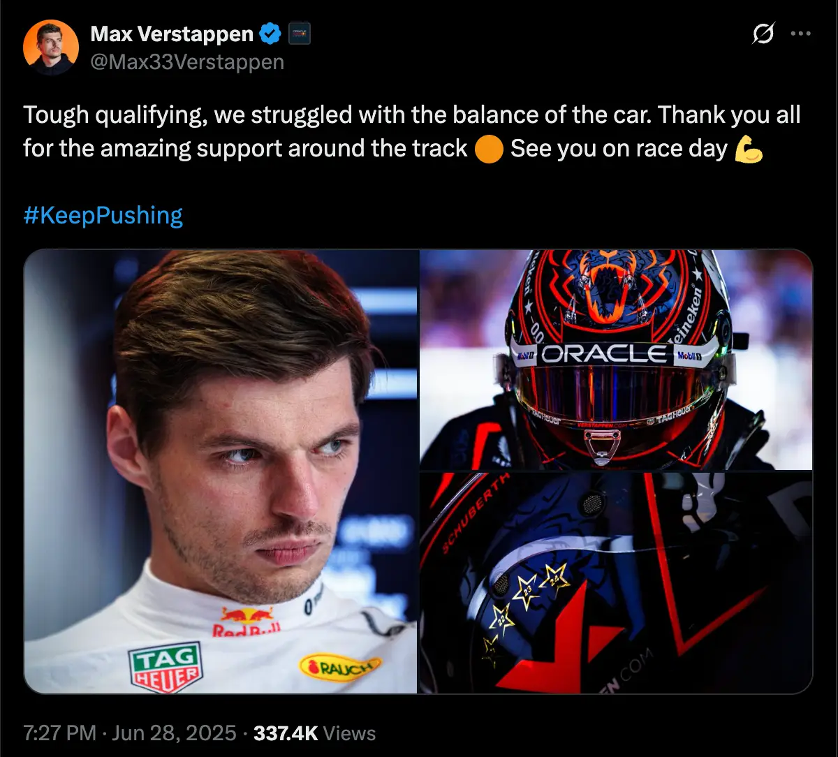 Verstappen was less than happy after Austrian GP qualifying on Saturday (Image: Twitter/@Max33Verstappen)