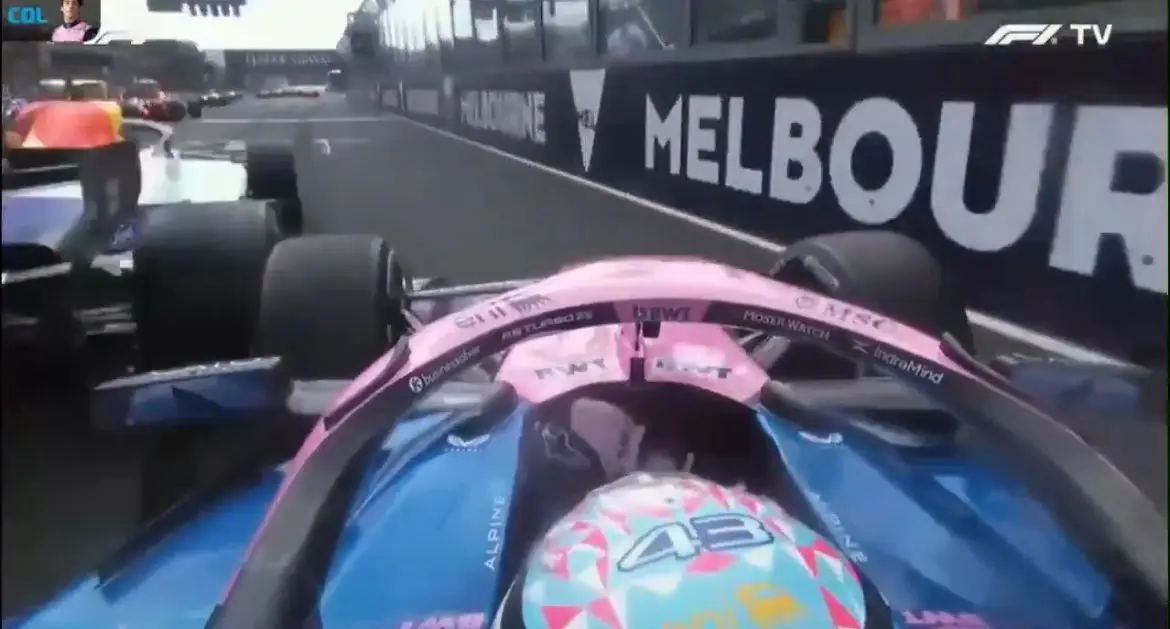 Franco Colapinto and Liam Lawson were involved in a near-miss at the start of the Australian Grand Prix. Image: F1 TV