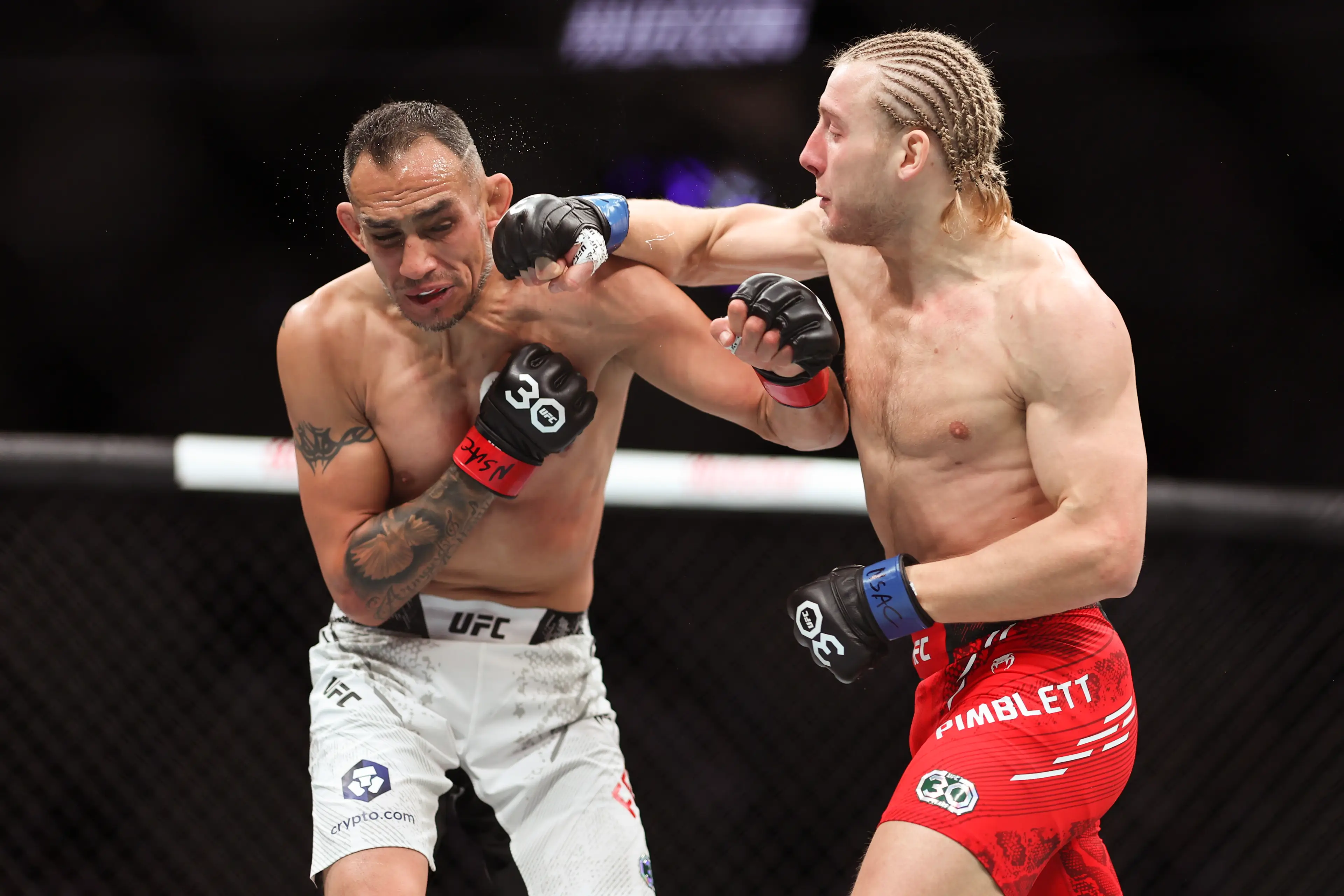 Paddy Pimblett during his fight against Tony Ferguson at UFC 296. Image: Getty