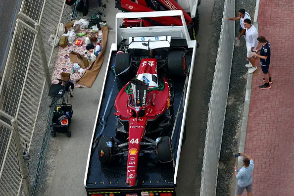 Hamilton crashed out of FP3 at Abu Dhabi after his car span out (Image: Getty)