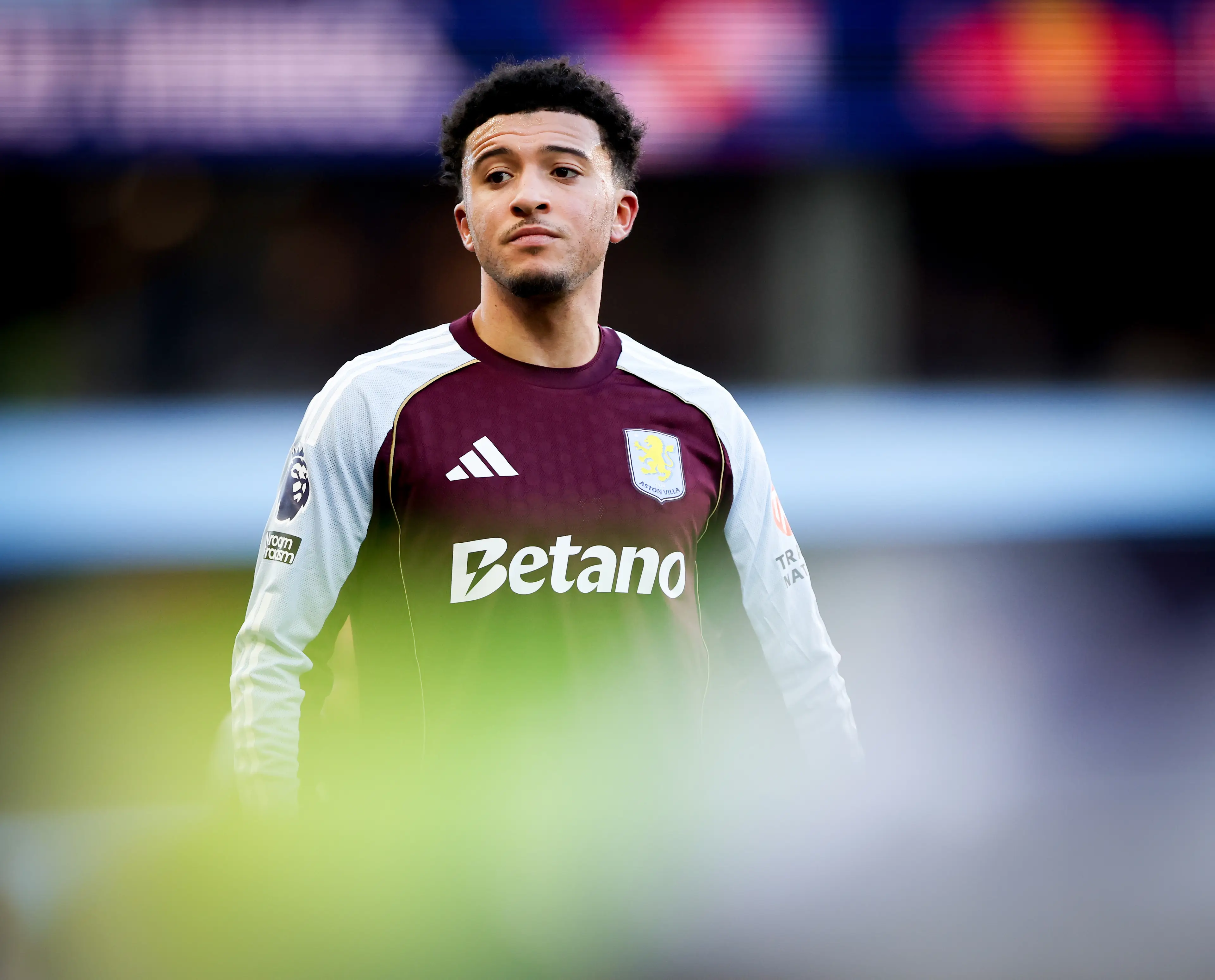 Sancho is currently on loan at Villa after being frozen out at United. Image: Getty