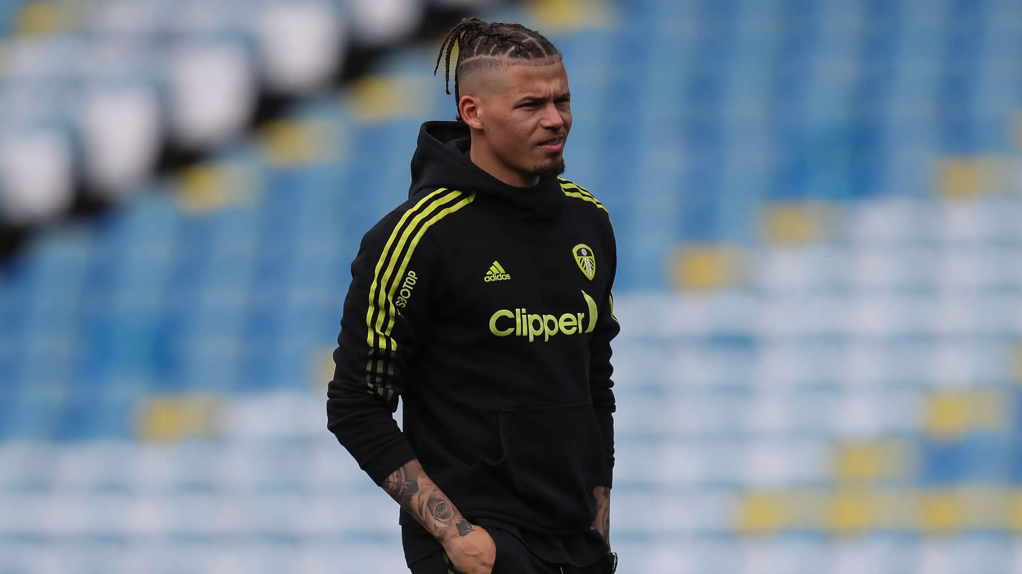 Kalvin Phillips arriving with Leeds United.