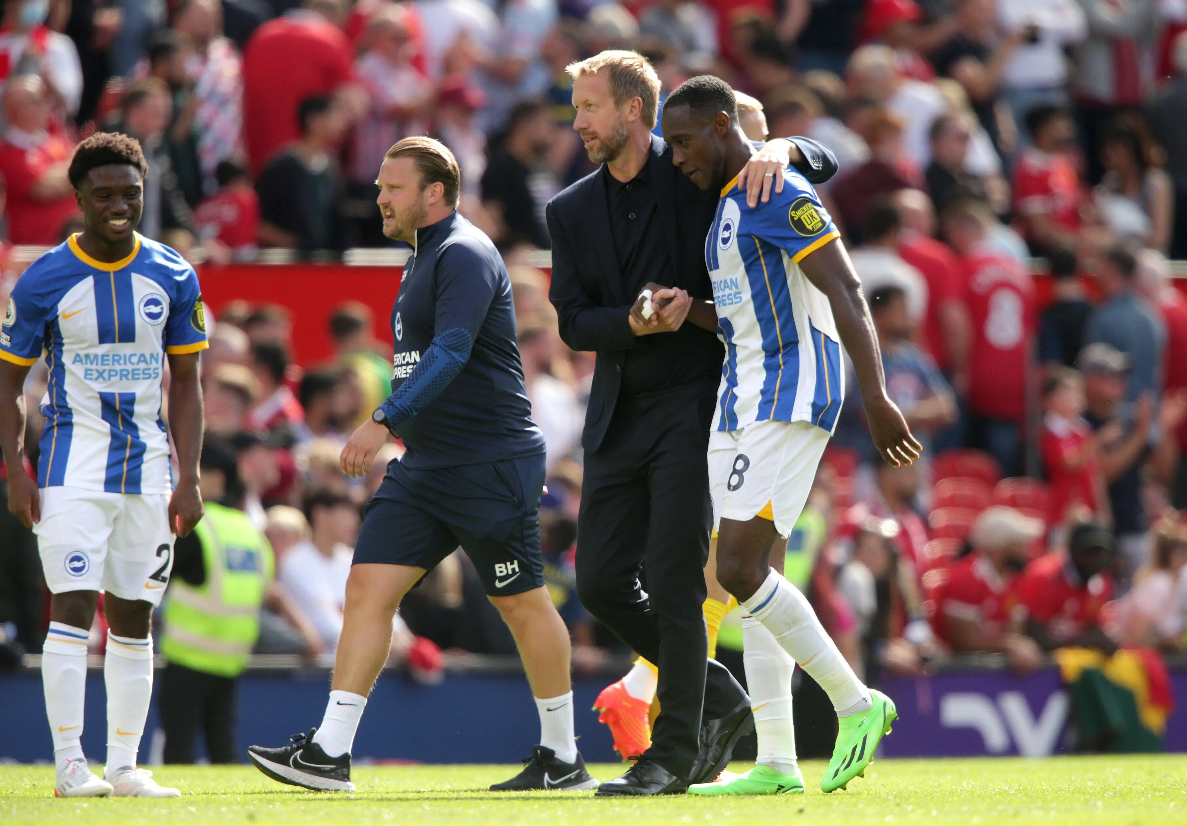 Graham Potter at full-time at Old Trafford back in August when he was in charge of Brighton. (Alamy)