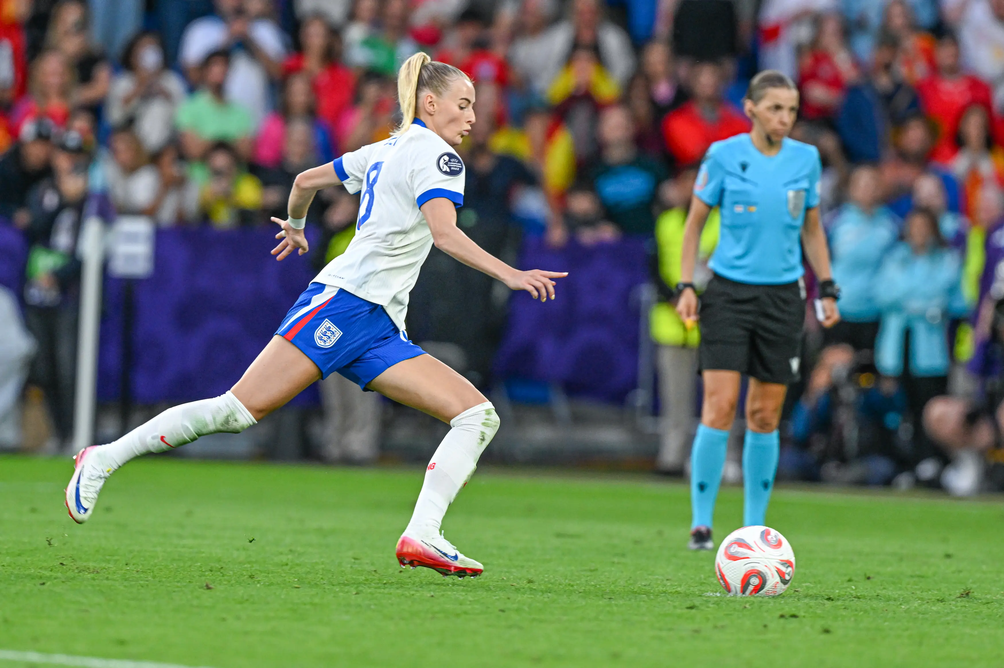 Chloe Kelly scored the winner from the spot with a superb penalty. Image: Getty