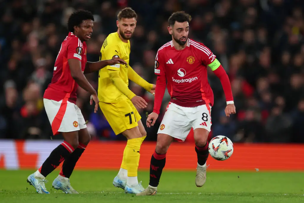 Man Utd captain Bruno Fernandes pictured in action against Bodo/Glimt (Image: Getty)