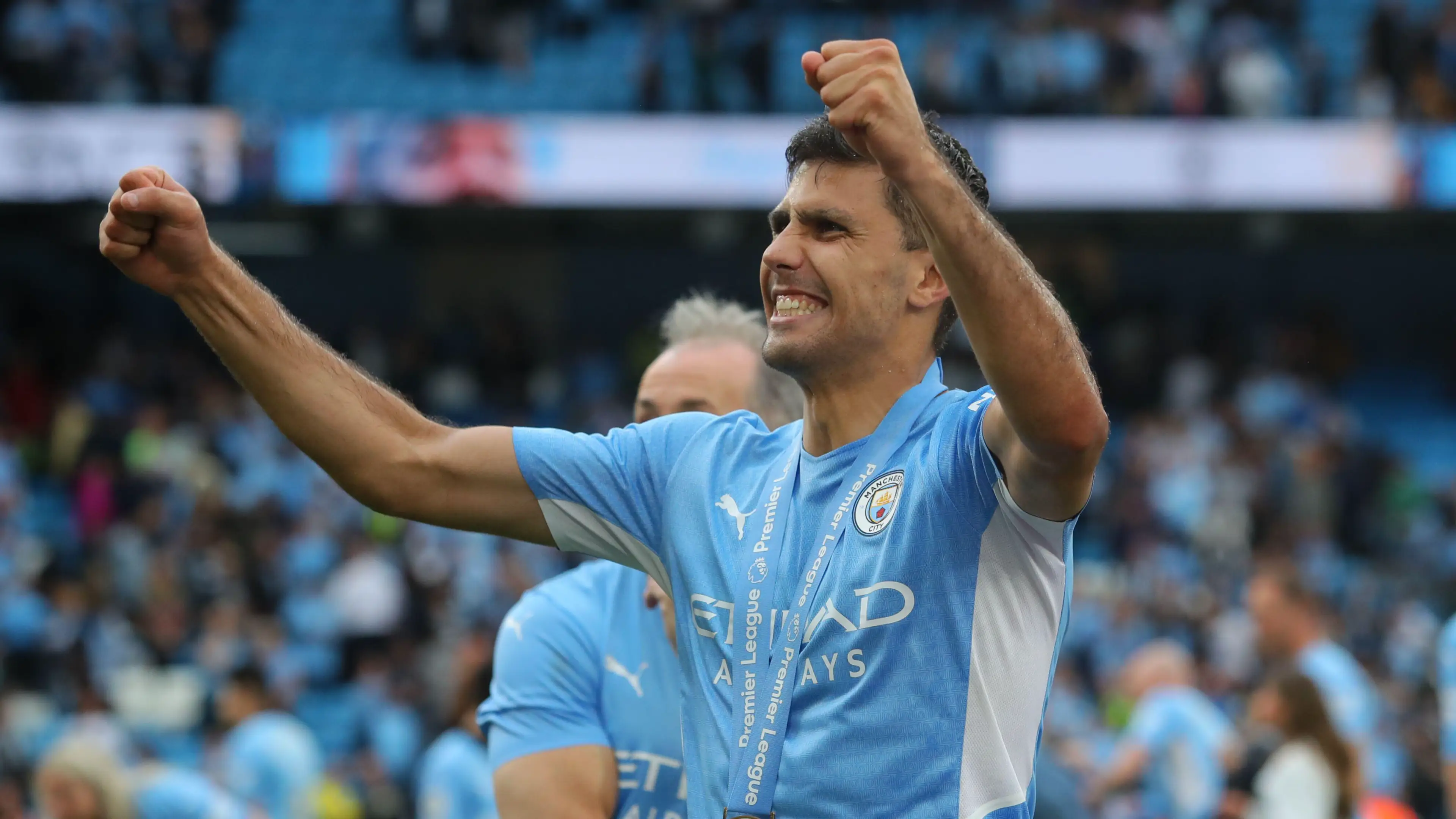 Rodri celebrates winning the Premier League (Xinhua / Alamy)