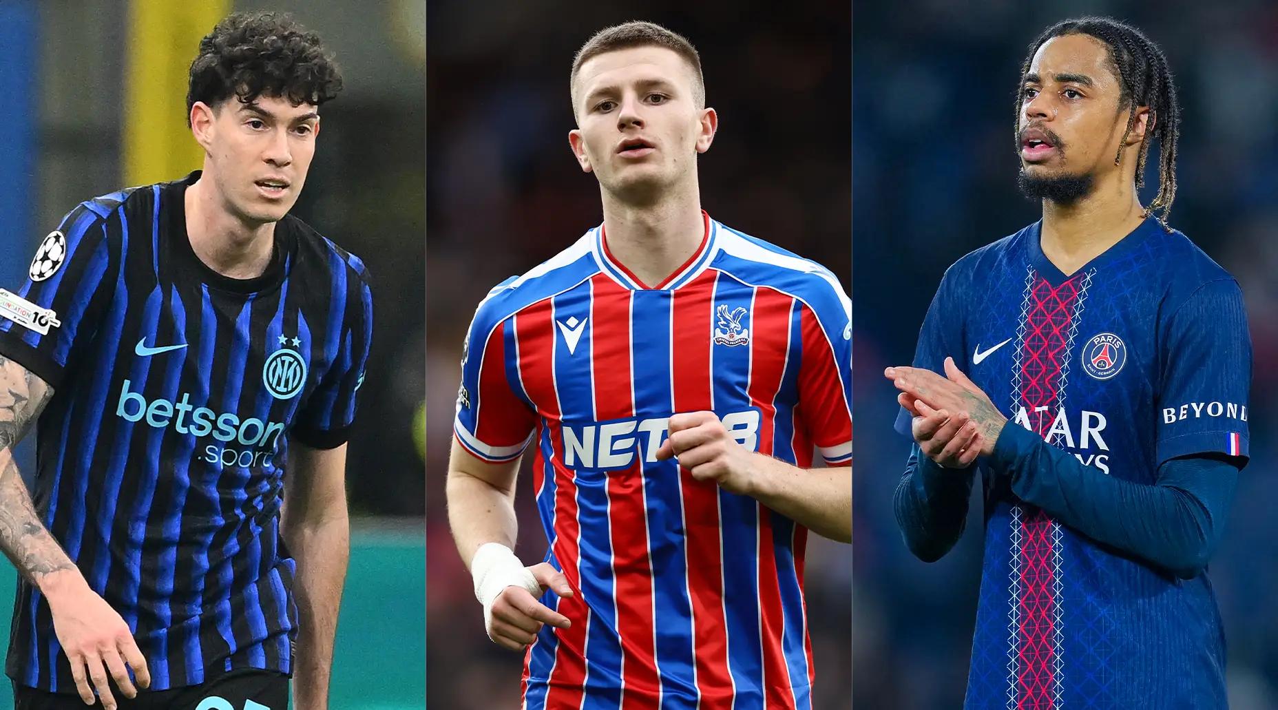 Alessandro Bastoni, Adam Wharton and Bradley Barcola (Getty)