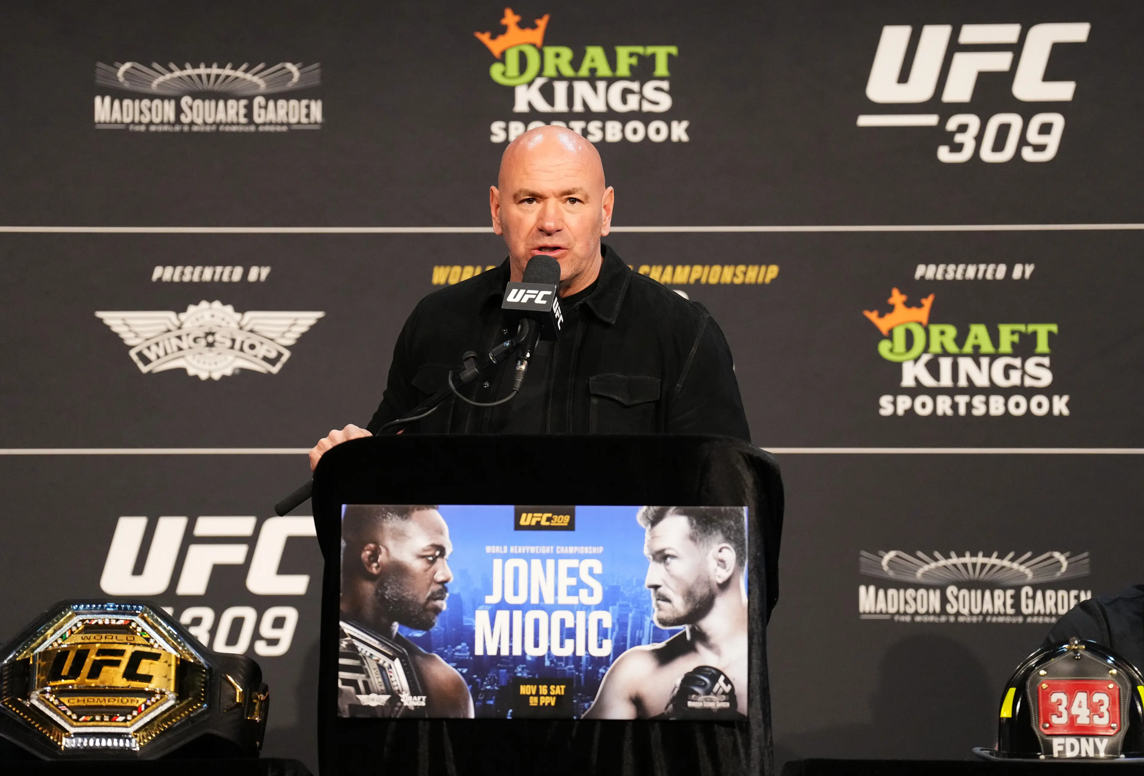 Dana White speaking ahead of UFC 309. (Image: Getty)