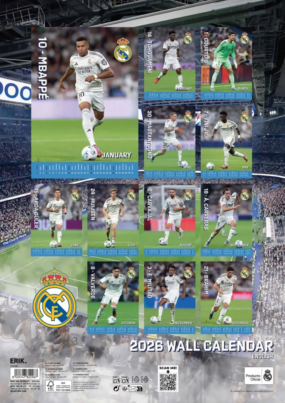 Real Madrid 2026 calendar. Image: Calendar Club/Real Madrid