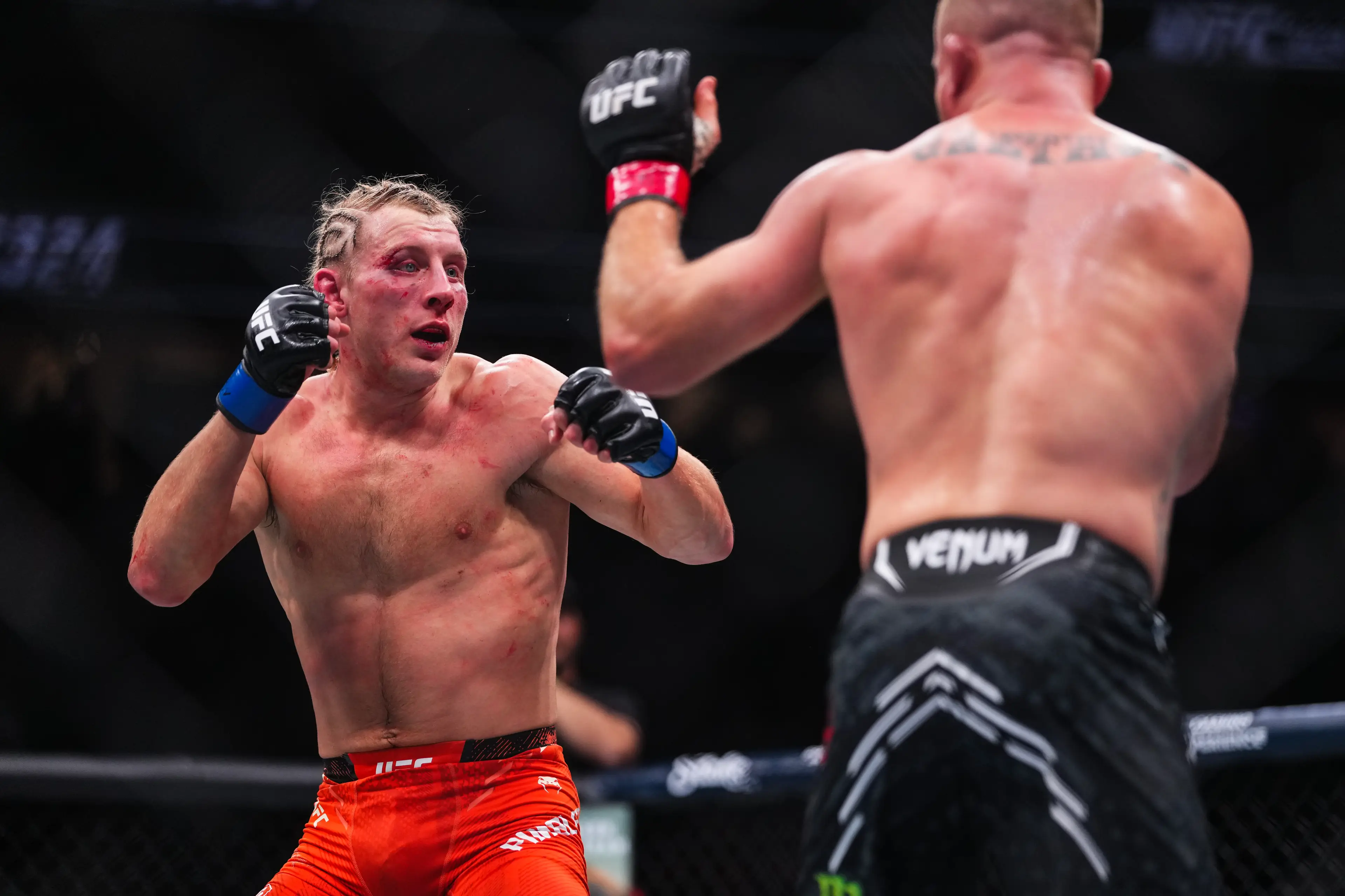 Paddy Pimblett during his fight against Justin Gaethje at UFC 324. Image: Getty 