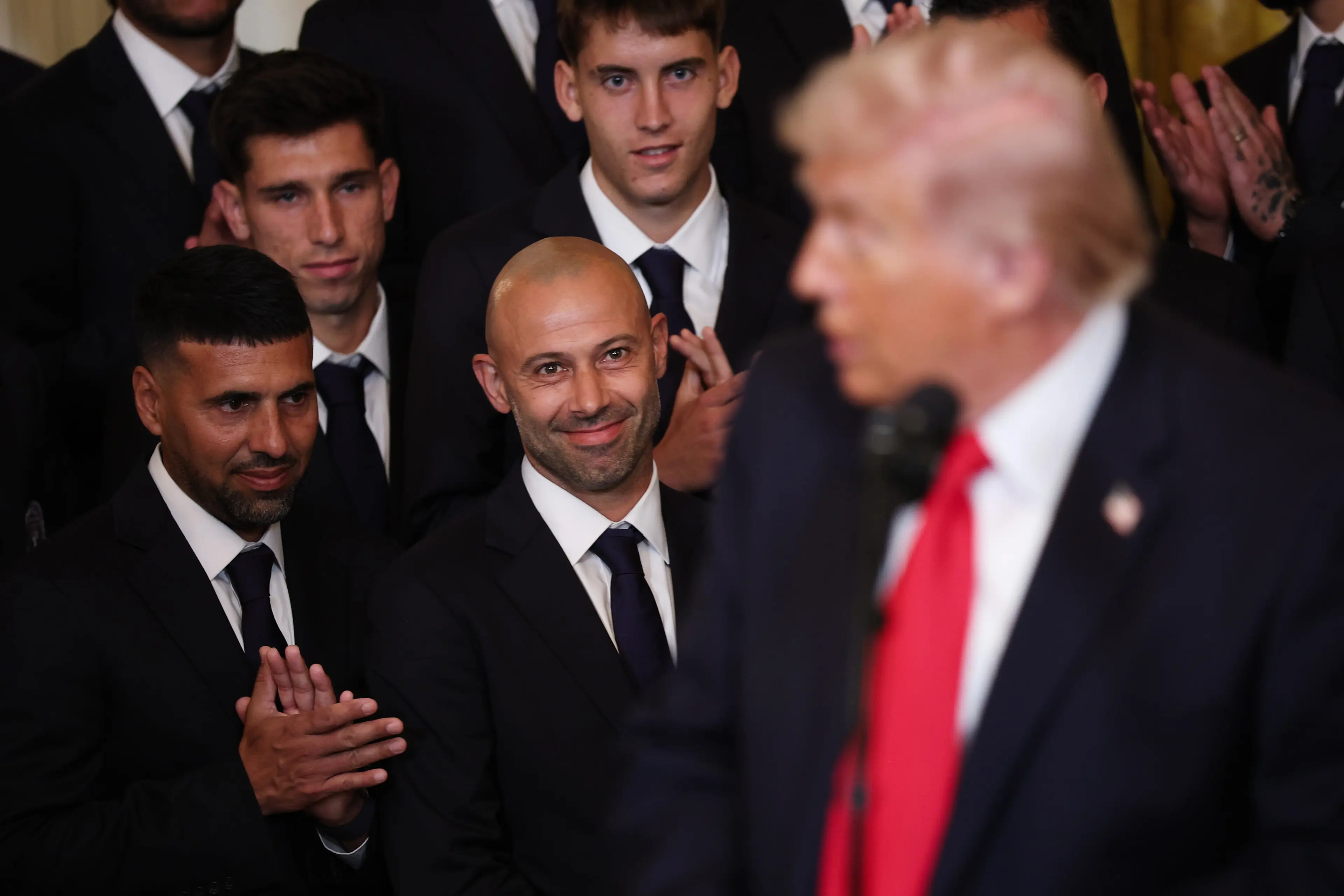 Mascherano stood on stage as Inter Miami were welcomed by Trump (Image: Getty)