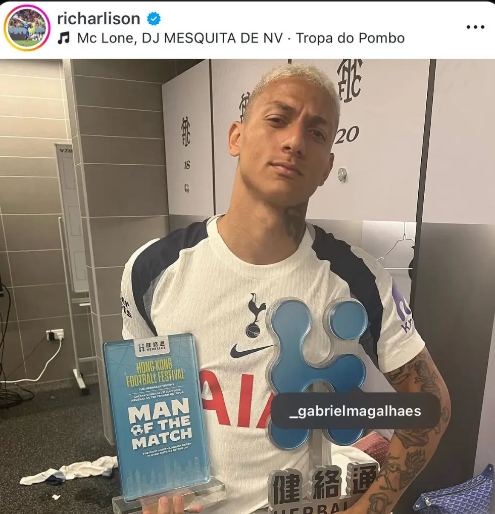 Richarlison posted on Instagram (Credit:Richarlison/IG)