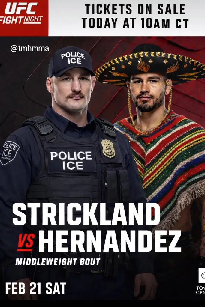 Sean Strickland shared a controversial mock poster for his fight against Anthony Hernandez. Image: Getty 