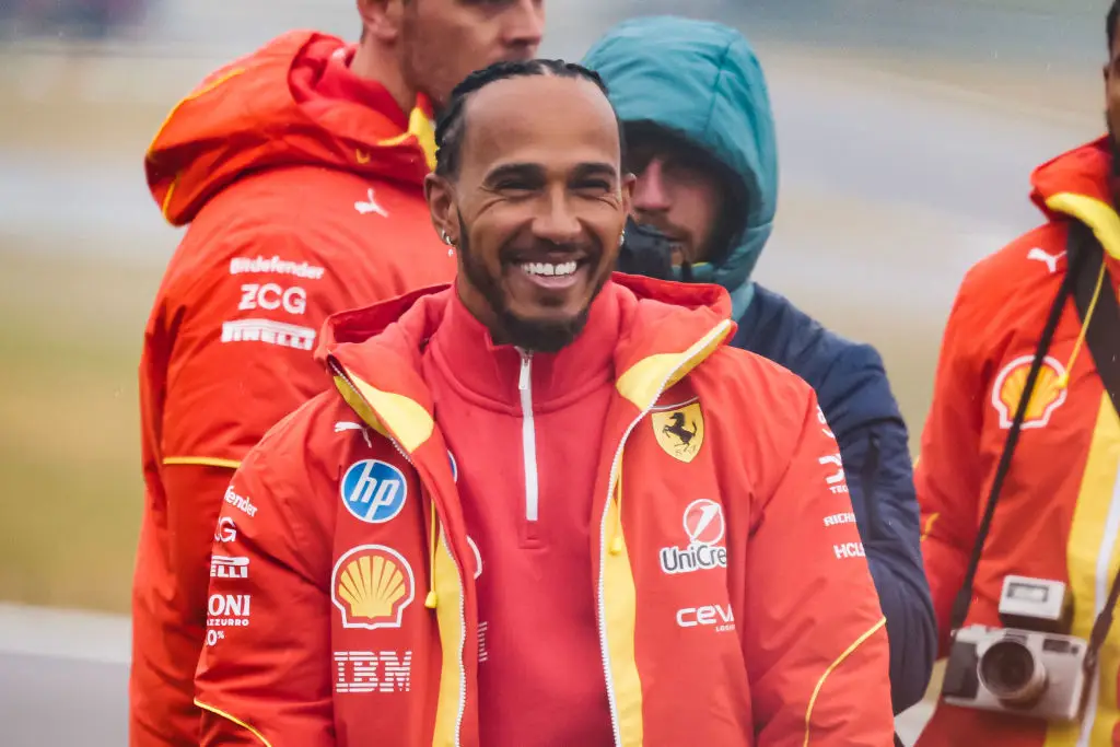 Lewis Hamilton pictured at Ferrari's test track in Maranello, Italy last month (Image: Getty)