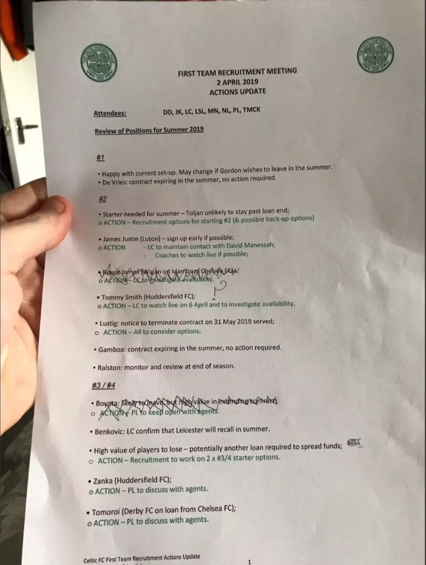 Celtic's leaked transfer document. Image: via Reddit