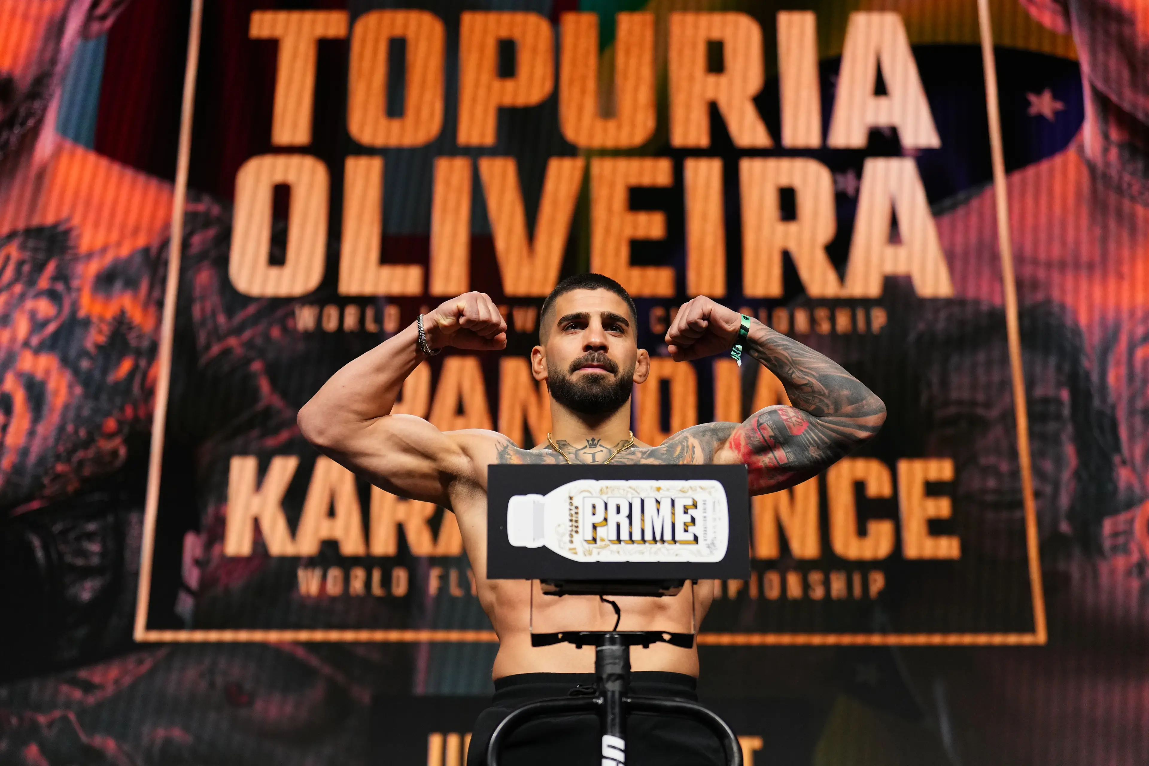 Ilia Topuria faces Charles Oliveira in the main-event of UFC 317. Image: Getty 