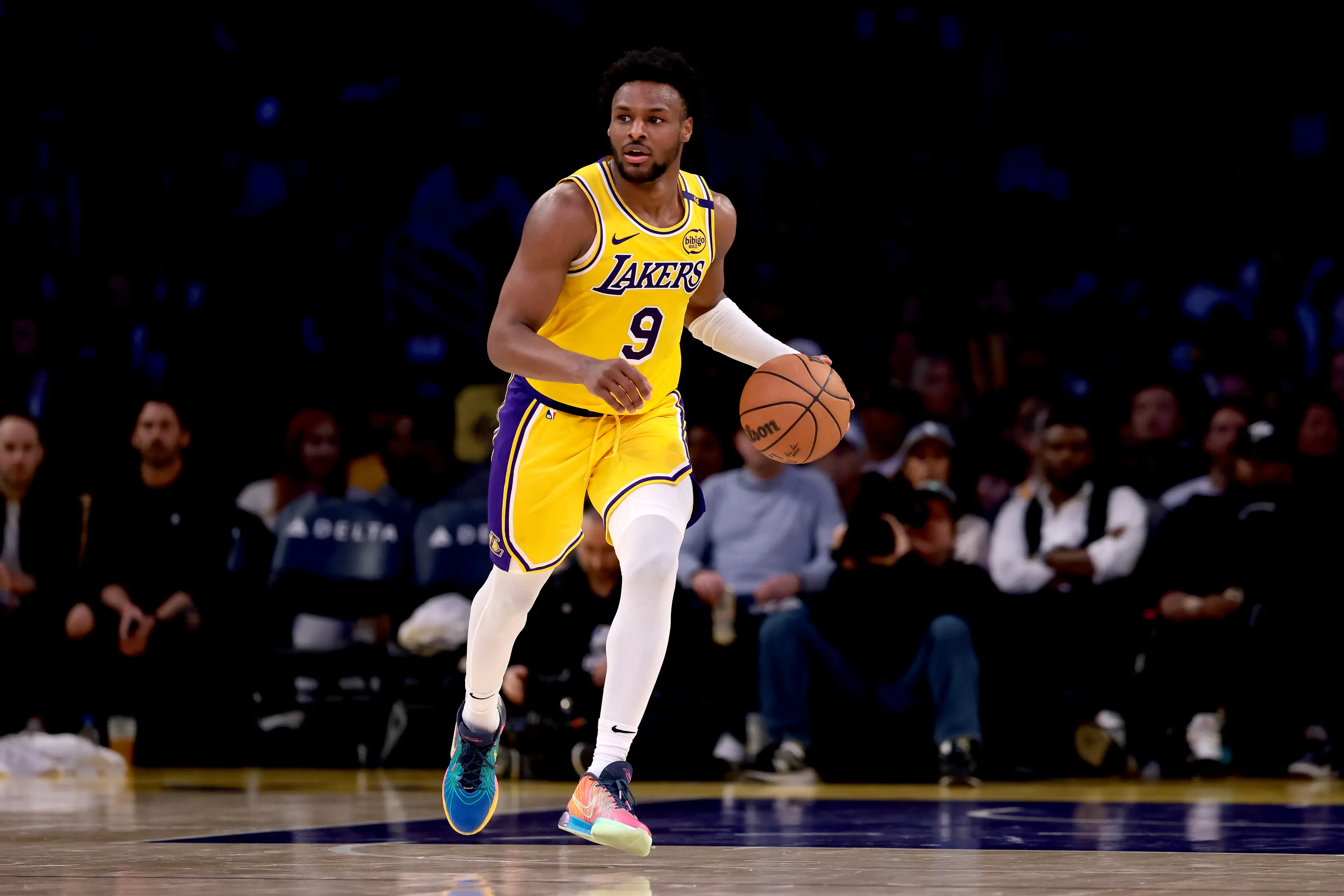 Bronny shone in game against Milwaukee Bucks in March / Photo by Katelyn Mulcahy/Getty Images