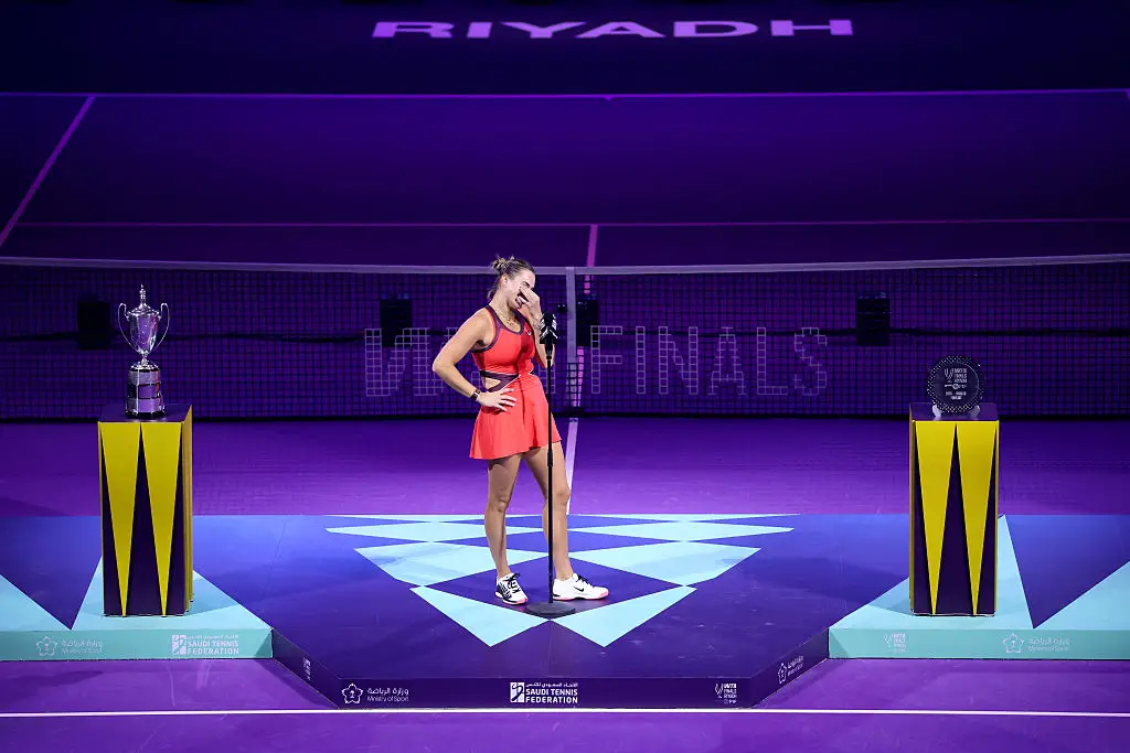 Sabalenka was emotional following her loss in the WTA Finals. (Image: Linnea Rheborg/Getty Images for WTA)