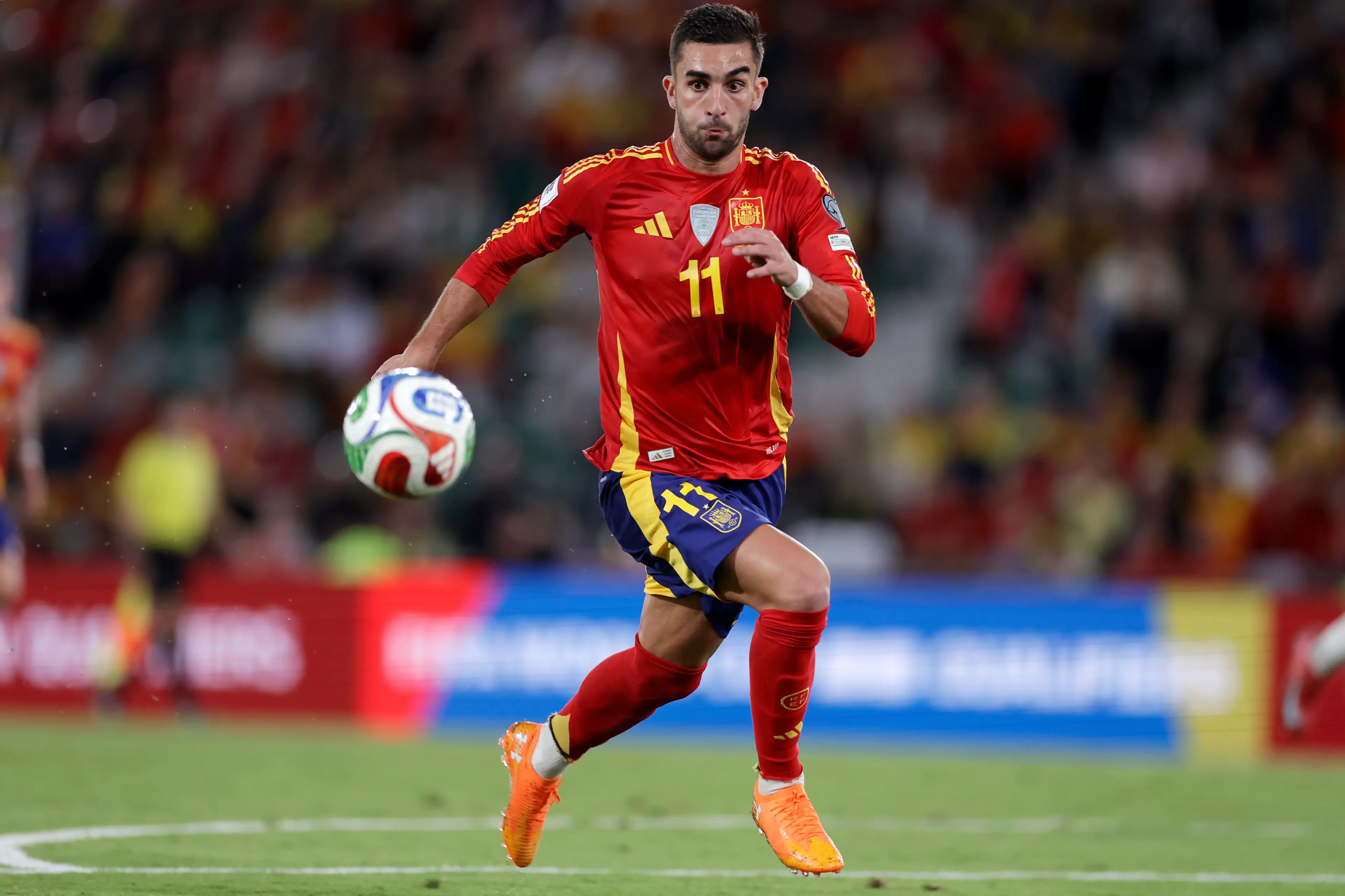 Ferran Torres in action for Spain against Georgia. Image: Getty
