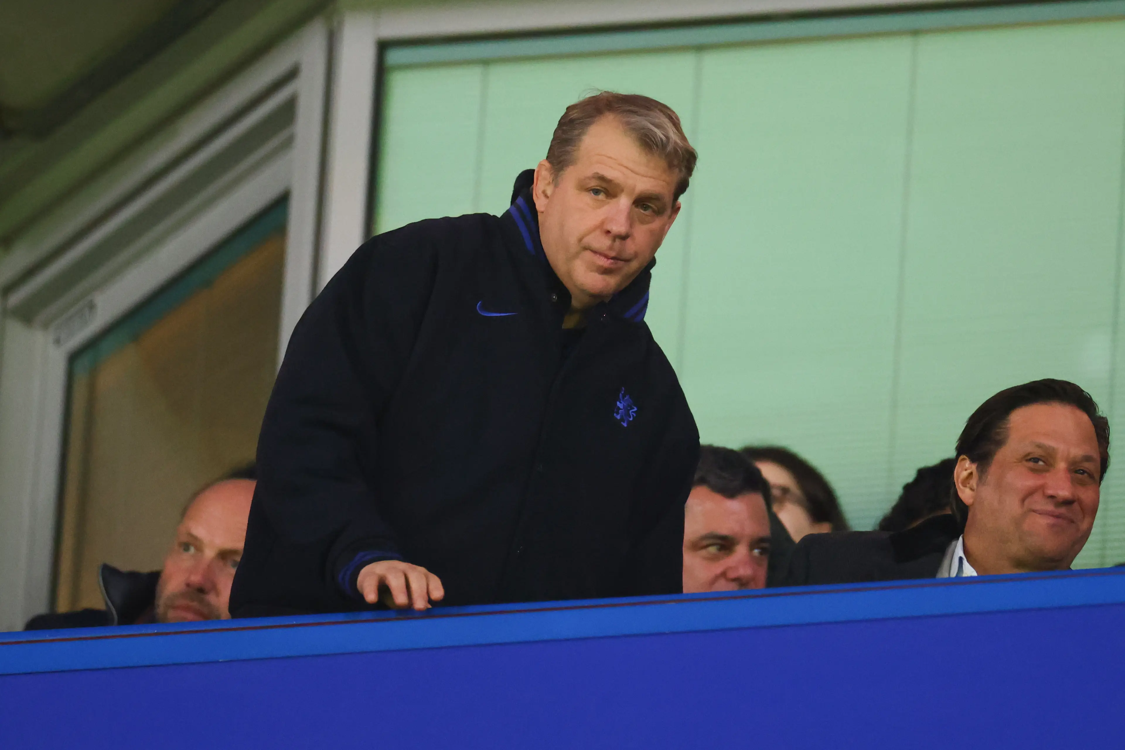 Todd Boehly watches on from the stands. Image: Getty