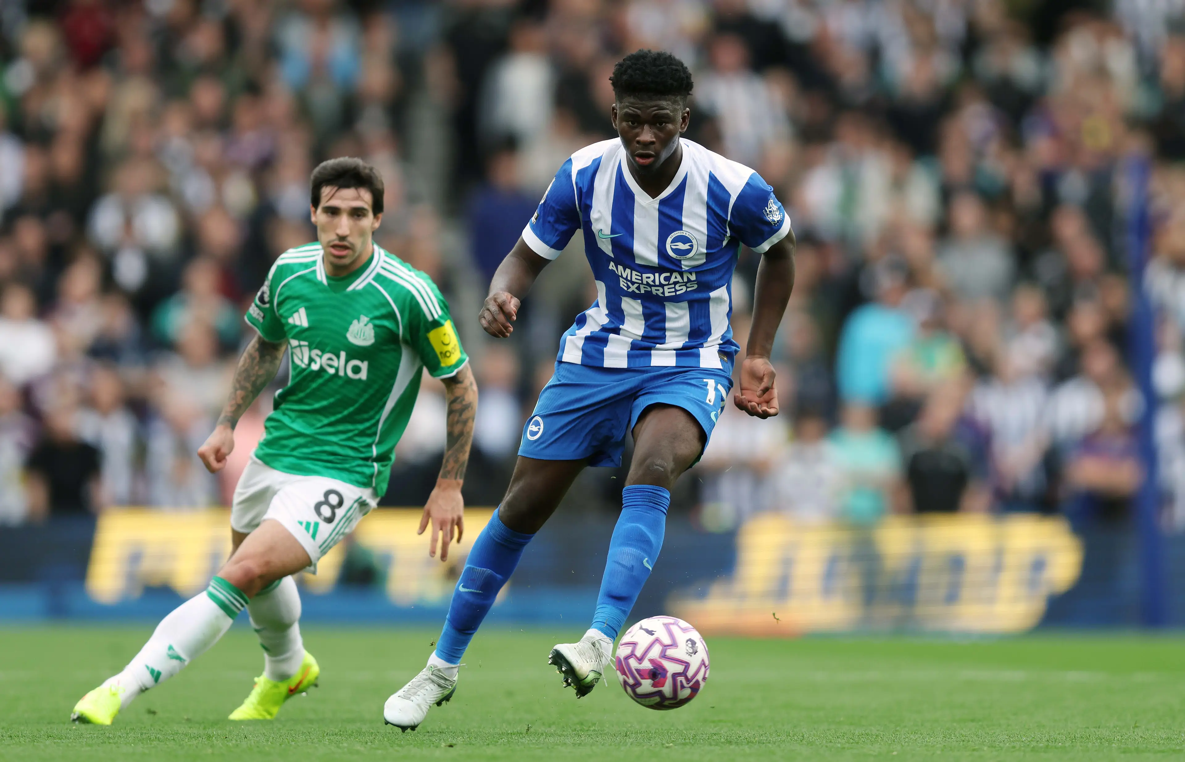 Carlos Baleba in action for Brighton. Image: Getty 