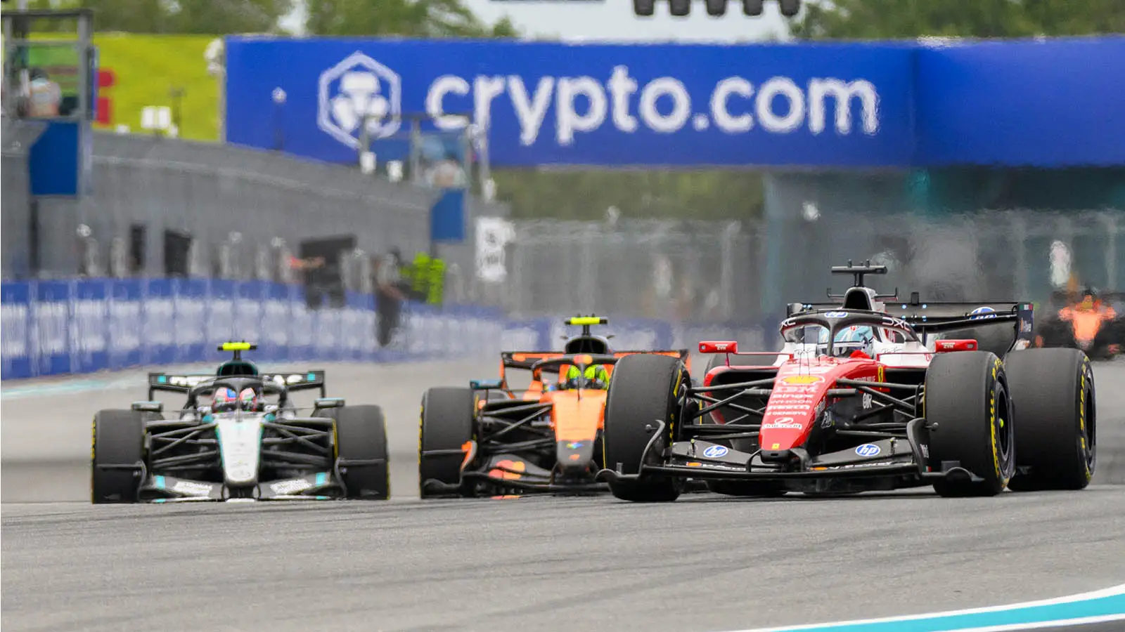 Leclerc led during the opening exchanges of the Miami GP but would drop down the order (Image: Getty)