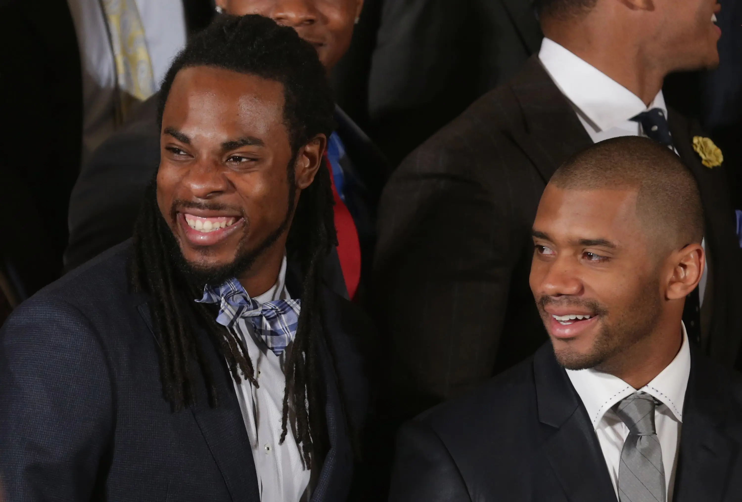 Richard Sherman and Russell Wilson. Image: Chip Somodevilla / Staff via Getty