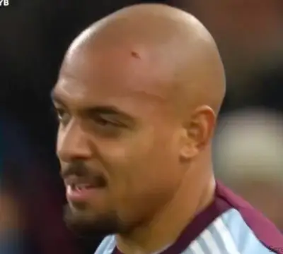 Malen received a cut after being struck by an object. Image: TNT Sports