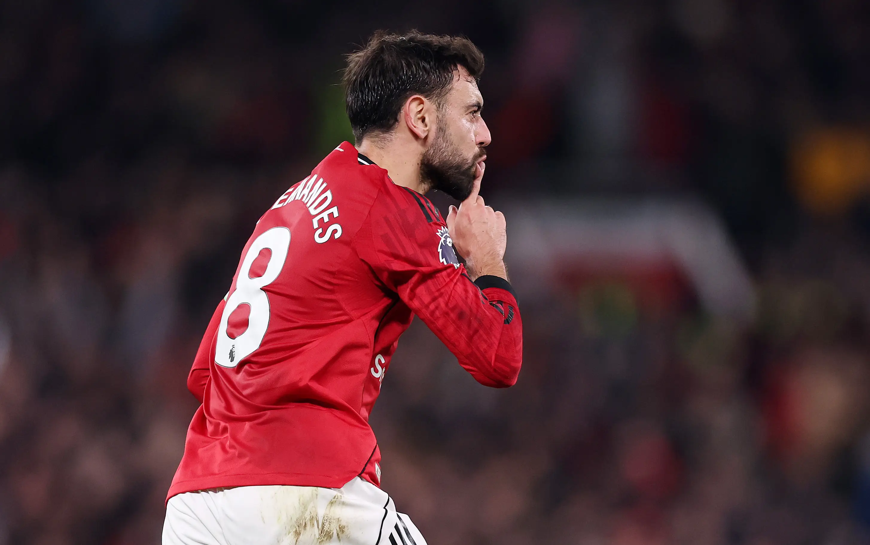 Bruno Fernandes celebrates scoring his free-kick against Bournemouth on Monday. Image credit: Getty