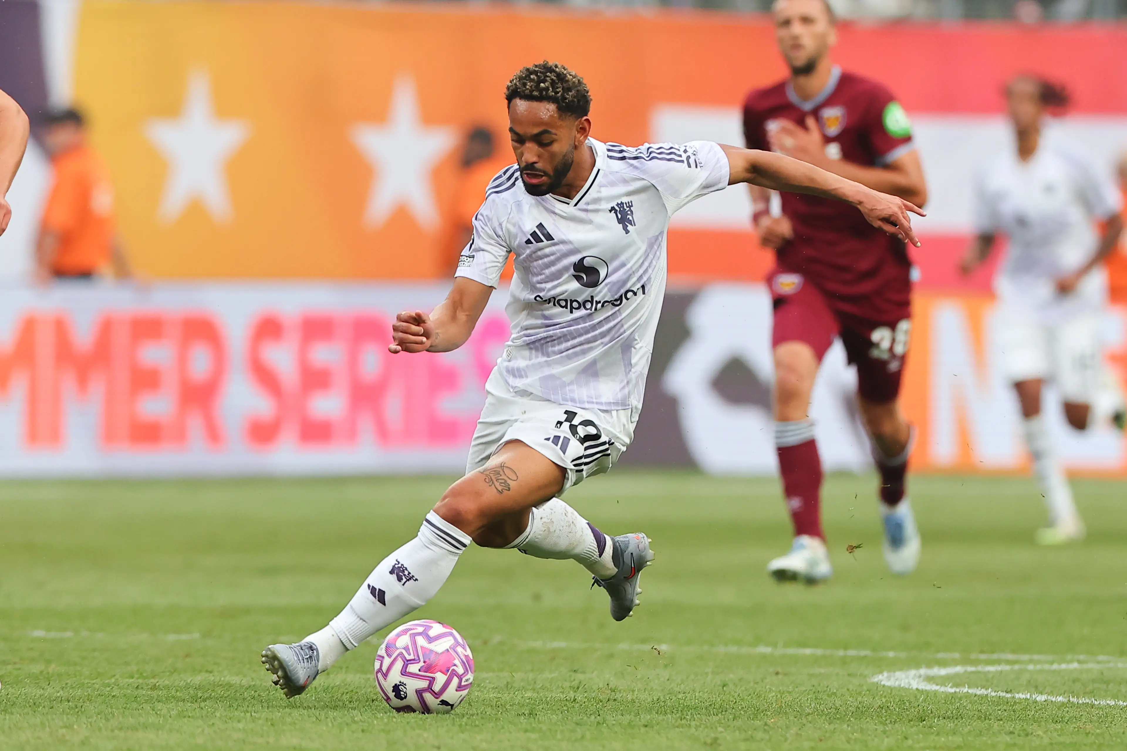 Matheus Cunha was in action as Manchester United beat West Ham. Image: Getty