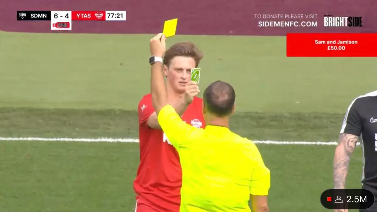 Mark Clattenburg has yellow card Uno reversed in Sidemen charity game